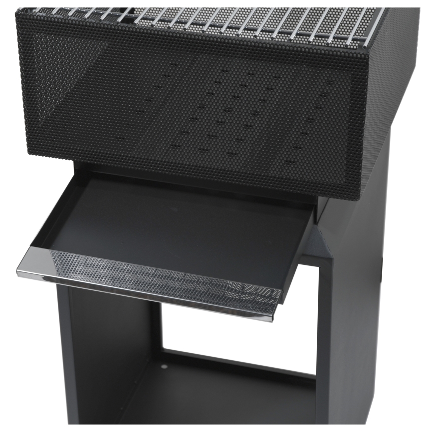 Bärbar trä lägereld med galler i svart