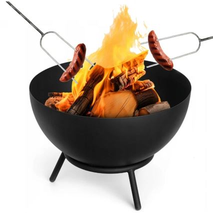 Bärbar vedeldad eldstad 57x30 cm svart