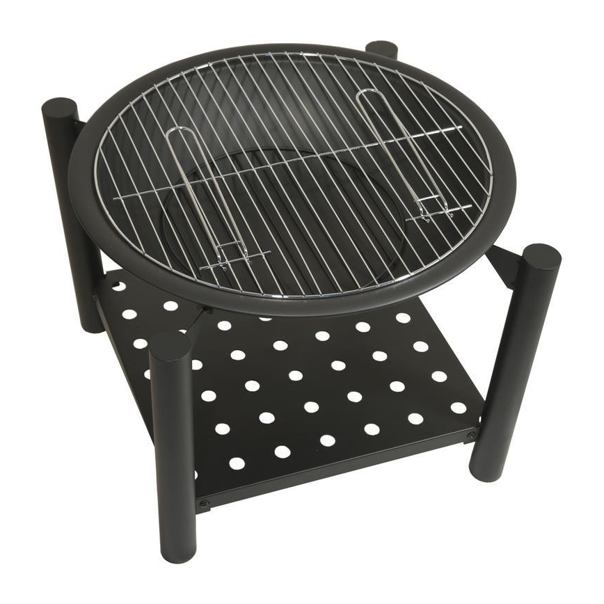 Bärbar vedeldad eldstad med galler, 48 cm