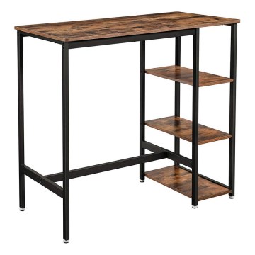 Barbord med hyllor BARTIS brun/svart