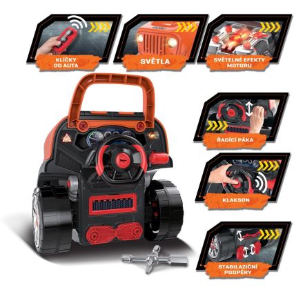 Barn bilverkstad 3xAAA + 1xCR2025 orange/grå