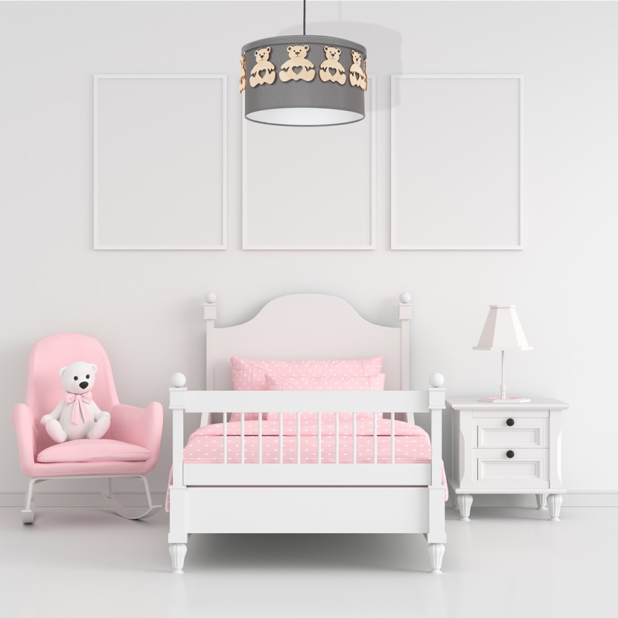 Barn Hängande Ljuskrona med snöre björn 1xE27/60W/230V