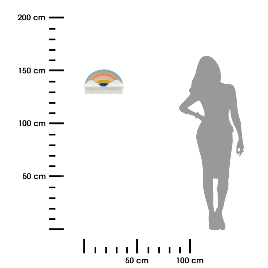 Barn vägg hylla med hangers regnbåge/färgrik