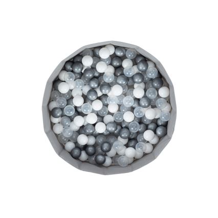 Barnens torrpool med bollar, Ø 80 cm, vit/grå