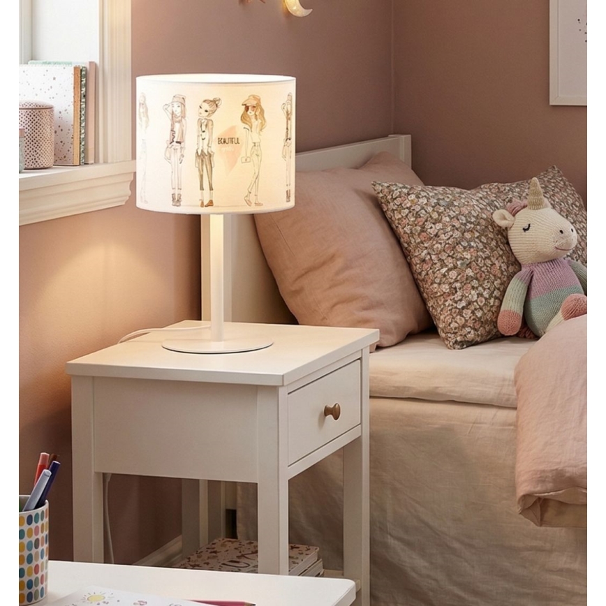 Barnbordslampa GIRLS VIBES 1xE27/60W/230V Ø 18 cm för flickor