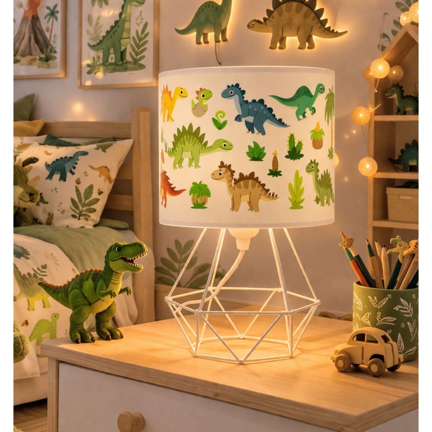 Barnbordslampa KIDS ROOM 1xE27/60W/230V Ø 18 cm dinosaurie