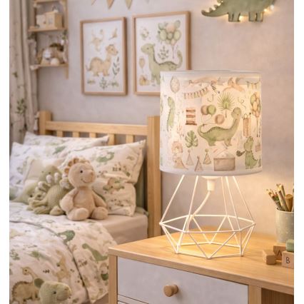 Barnbordslampa KIDS ROOM 1xE27/60W/230V Ø 18 cm dinosaurie