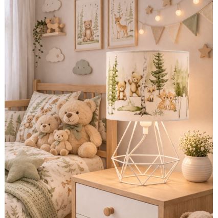 Barnbordslampa KIDS ROOM 1xE27/60W/230V, Ø 18 cm, med djurmotiv
