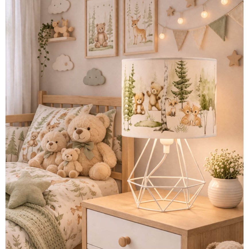 Barnbordslampa KIDS ROOM 1xE27/60W/230V, Ø 18 cm, med djurmotiv
