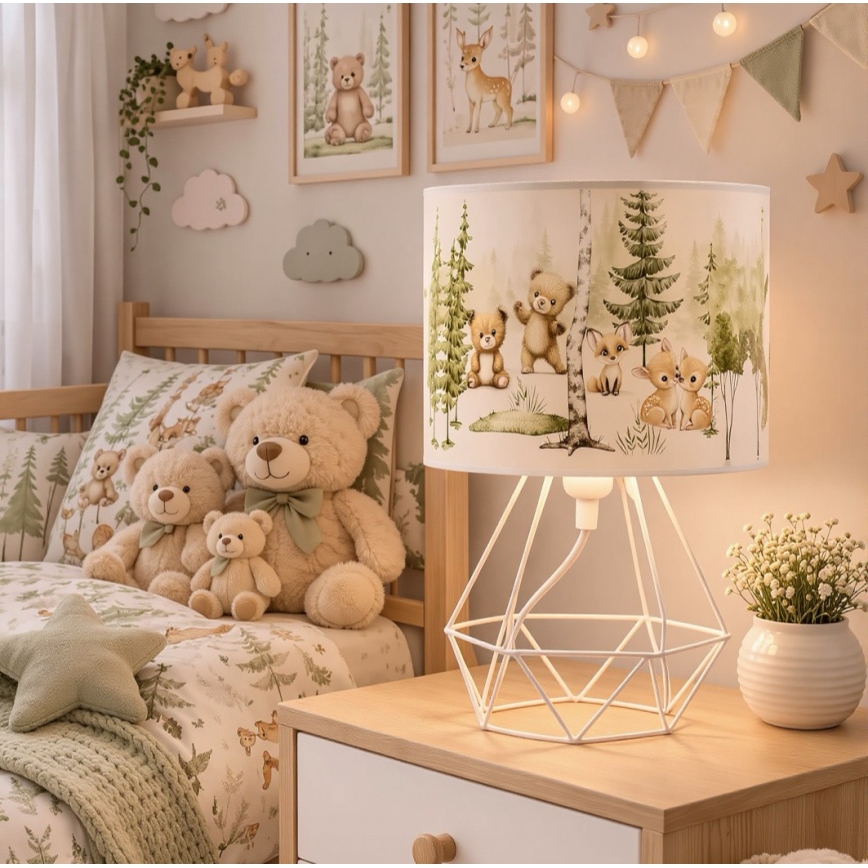 Barnbordslampa KIDS ROOM 1xE27/60W/230V, Ø 18 cm, med djurmotiv