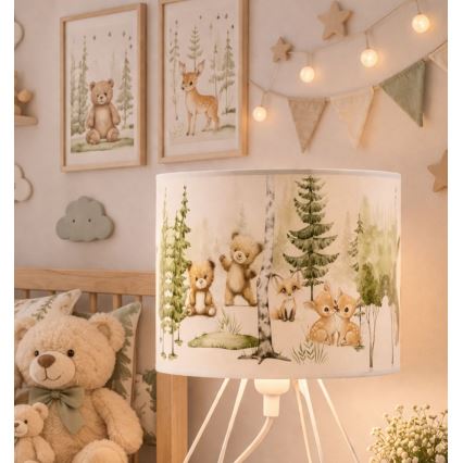 Barnbordslampa KIDS ROOM 1xE27/60W/230V, Ø 18 cm, med djurmotiv