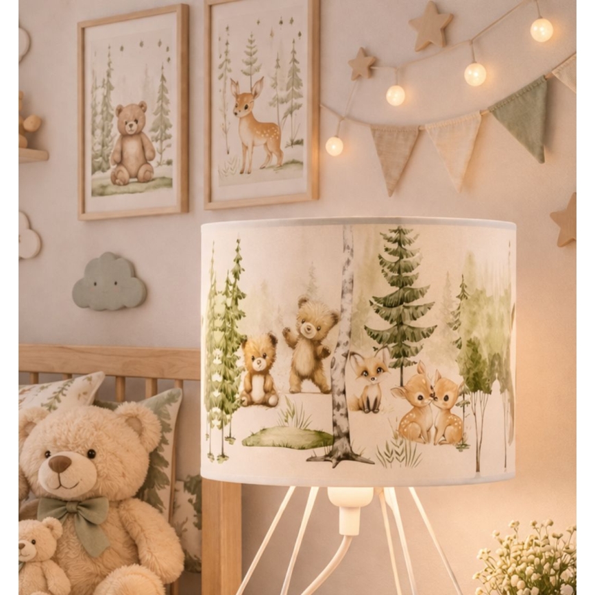 Barnbordslampa KIDS ROOM 1xE27/60W/230V, Ø 18 cm, med djurmotiv
