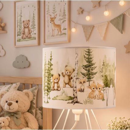 Barnbordslampa KIDS ROOM 1xE27/60W/230V, Ø 18 cm, med djurmotiv