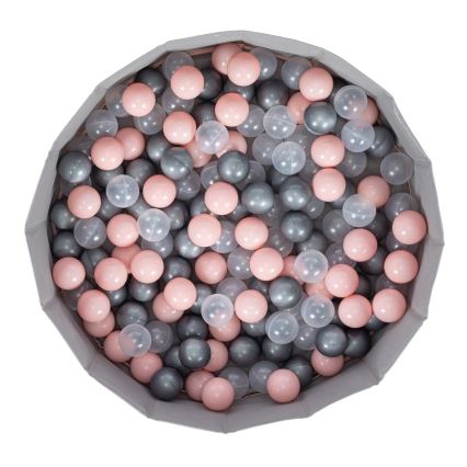 Barnens torrpool med bollar Ø 80 cm rosa/grå