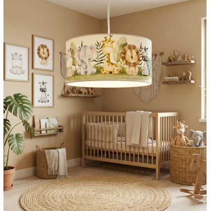 Barnlampa KIDS ROOM 1xE27/60W/230V Ø 40 cm djungel