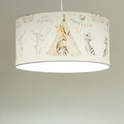 Barnlampa KIDS ROOM 1xE27/60W/230V Ø 40 cm med djurmotiv