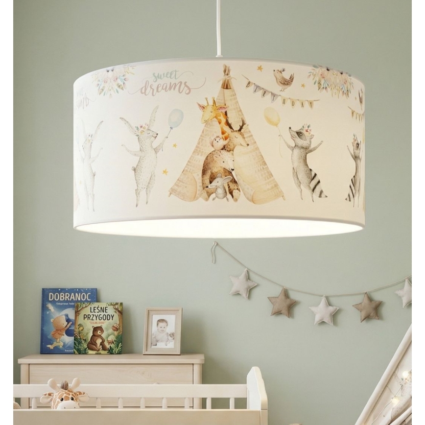 Barnlampa KIDS ROOM 1xE27/60W/230V Ø 40 cm med djurmotiv
