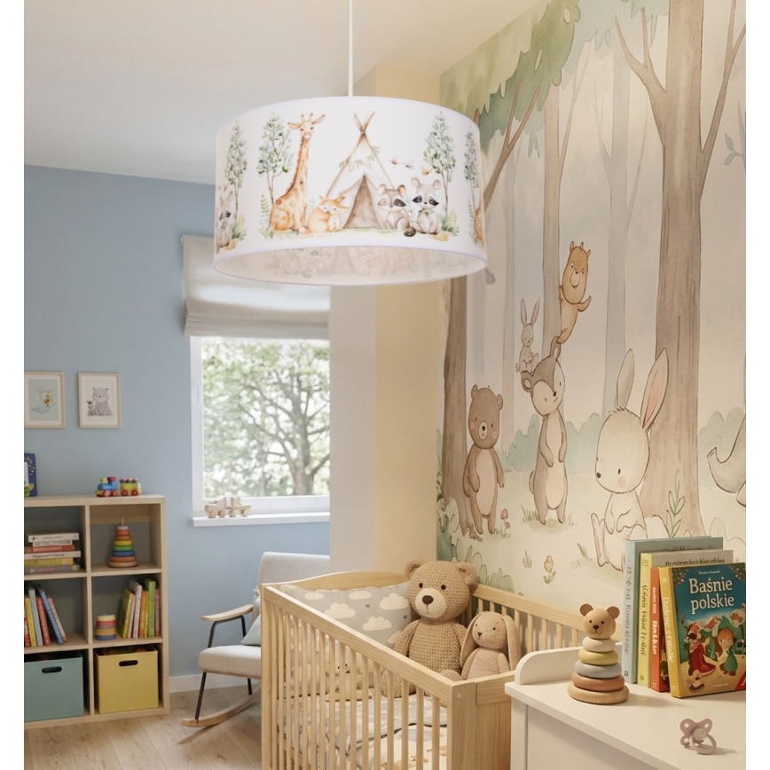 Barnlampa KIDS ROOM 1xE27/60W/230V Ø 40 cm med djurmotiv