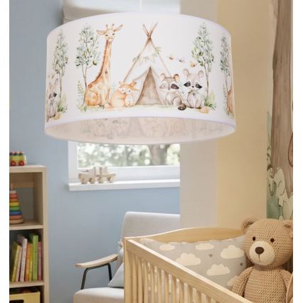 Barnlampa KIDS ROOM 1xE27/60W/230V Ø 40 cm med djurmotiv