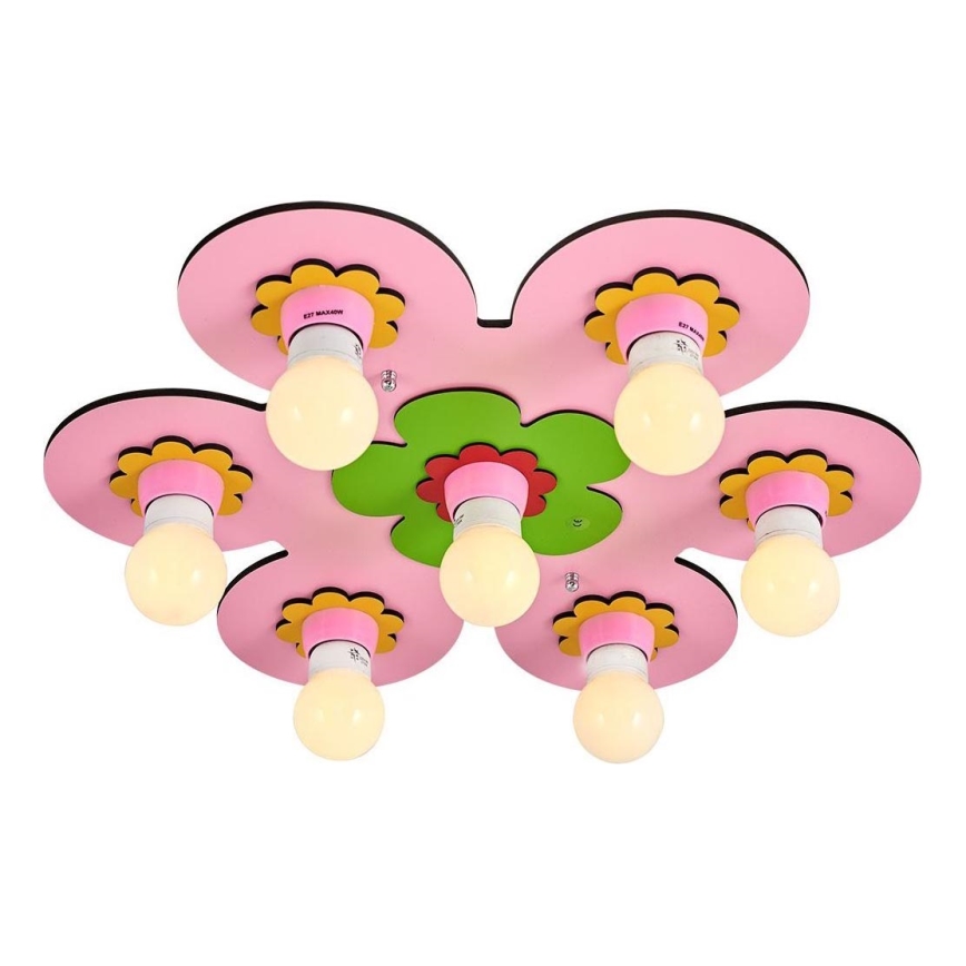 Barnlampa LUCCA 7xE27/24W/230V rosa