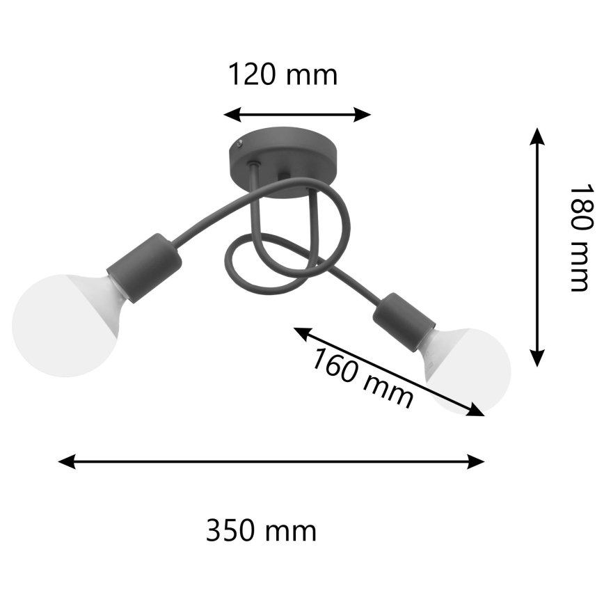 Barnlampa OXFORD med två E27-socklar, 15W, 230V, grå