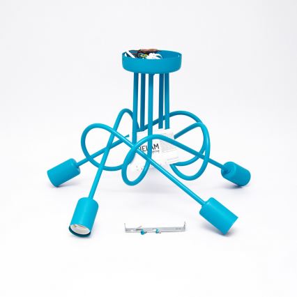 Barnplafondlampa OXFORD 5xE27/15W/230V blå