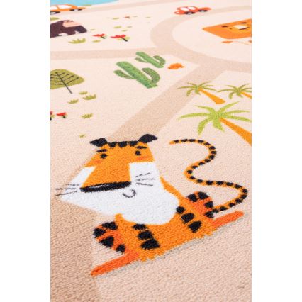 Barnmatta med halkskydd ARES STREETS 80x150 cm beige/safari