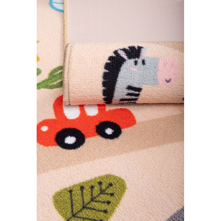 Barnmatta med halkskydd ARES STREETS 80x150 cm beige/safari