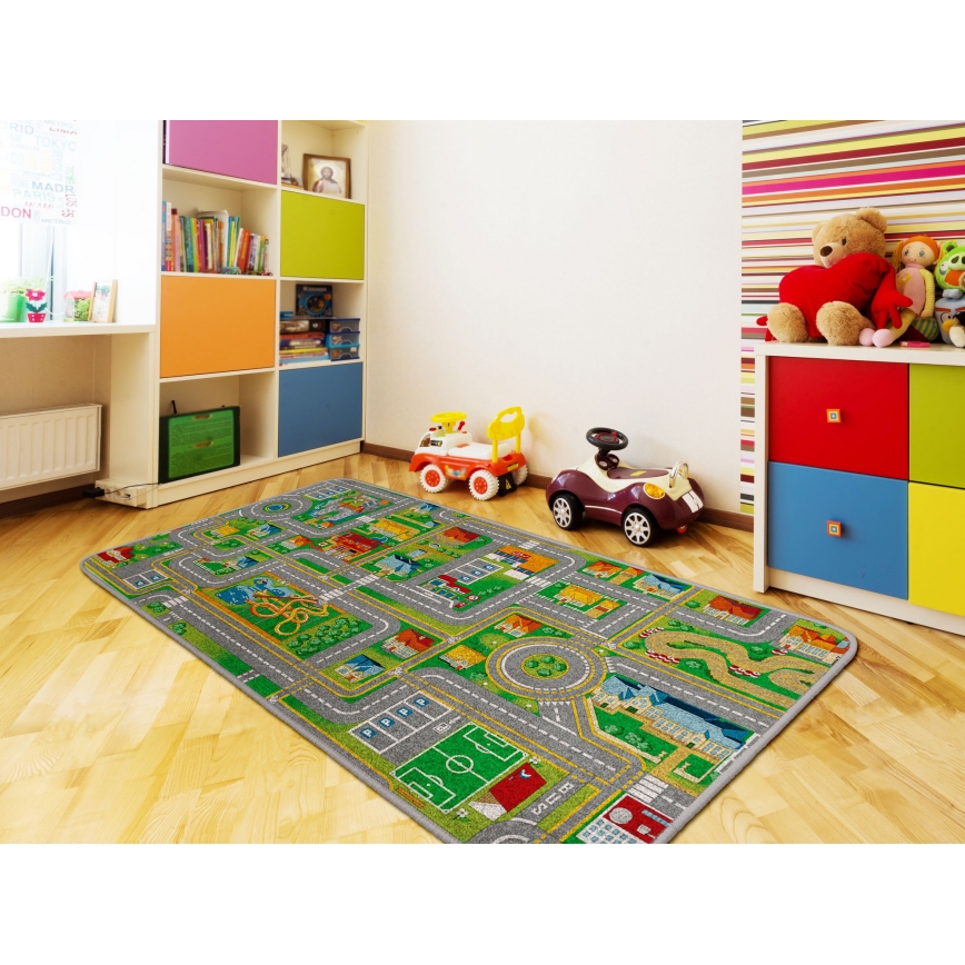 Barnmatta PLAYTOWN 120x170 cm flerfärgad/stadsmotiv