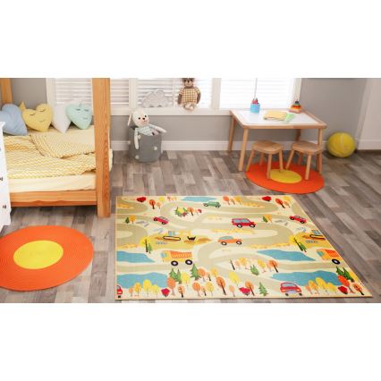 Barnmatta STELLA STREETS 100x150 cm beige/stadsmotiv