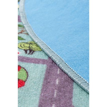 Barnmatta STELLA STREETS 120 cm turkos/stadsmotiv
