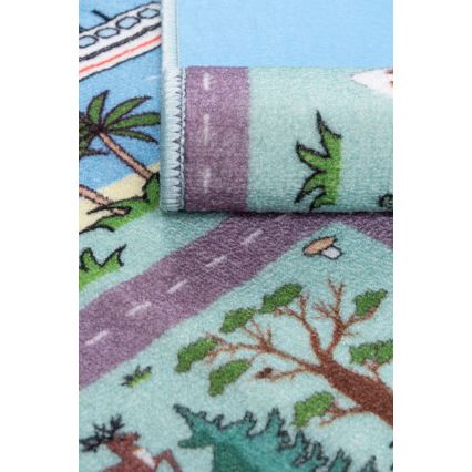 Barnmatta STELLA STREETS 120x170 cm turkos/stadsmotiv