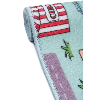 Barnmatta STELLA STREETS 120x170 cm turkos/stadsmotiv