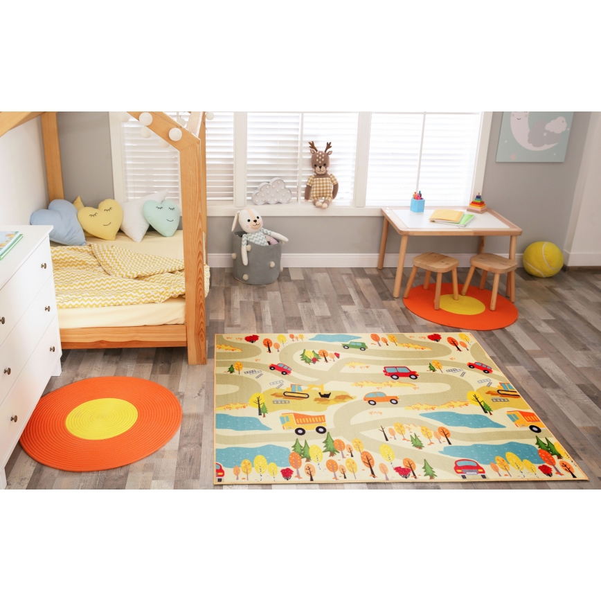 Barnmatta STELLA STREETS 80x100 cm beige/stadsmotiv