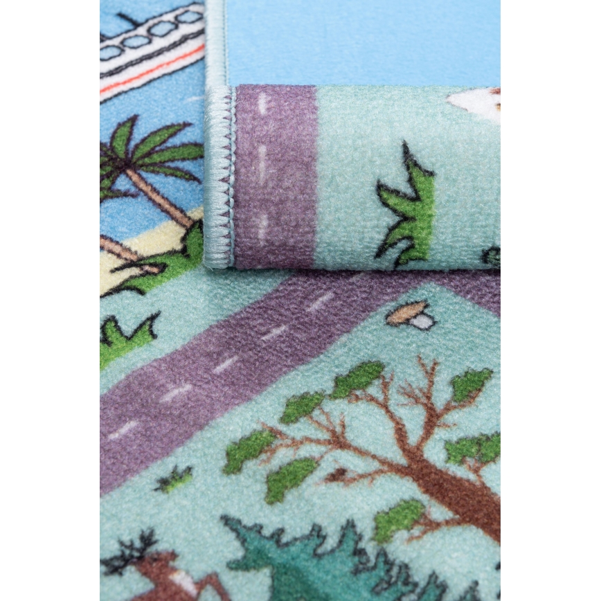 Barnmatta STELLA STREETS 80x100 cm turkos/stad