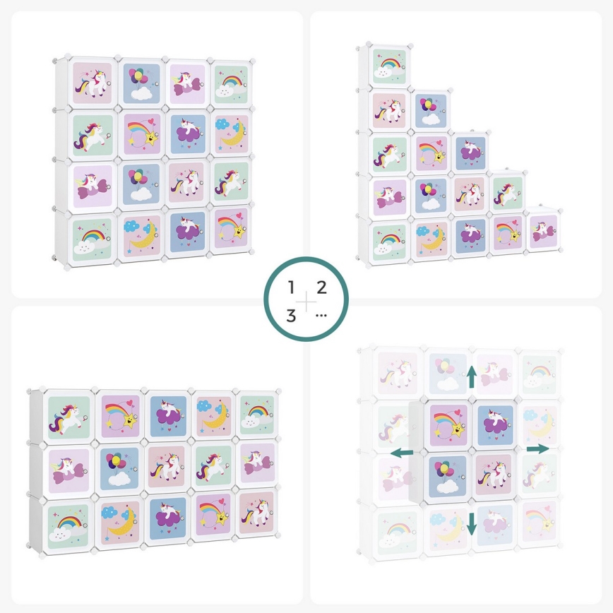 Barnmodulskåp med förvaringsboxar ANET i färgglada färger