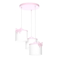 Barnpendel på kabel SWEET 3xE27/15W/230V vit/rosa/rosett