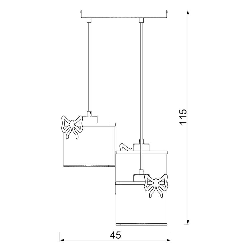 Barnpendel på kabel SWEET 3xE27/15W/230V vit/rosa/rosett