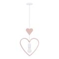Barnpendel på sladd HEART 1xE27/20W/230V rosa/vit