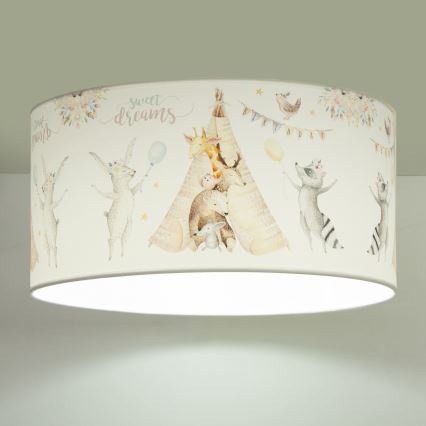 Barnrumstaklampa KIDS ROOM 1xE27/60W/230V Ø 40 cm, djurmotiv