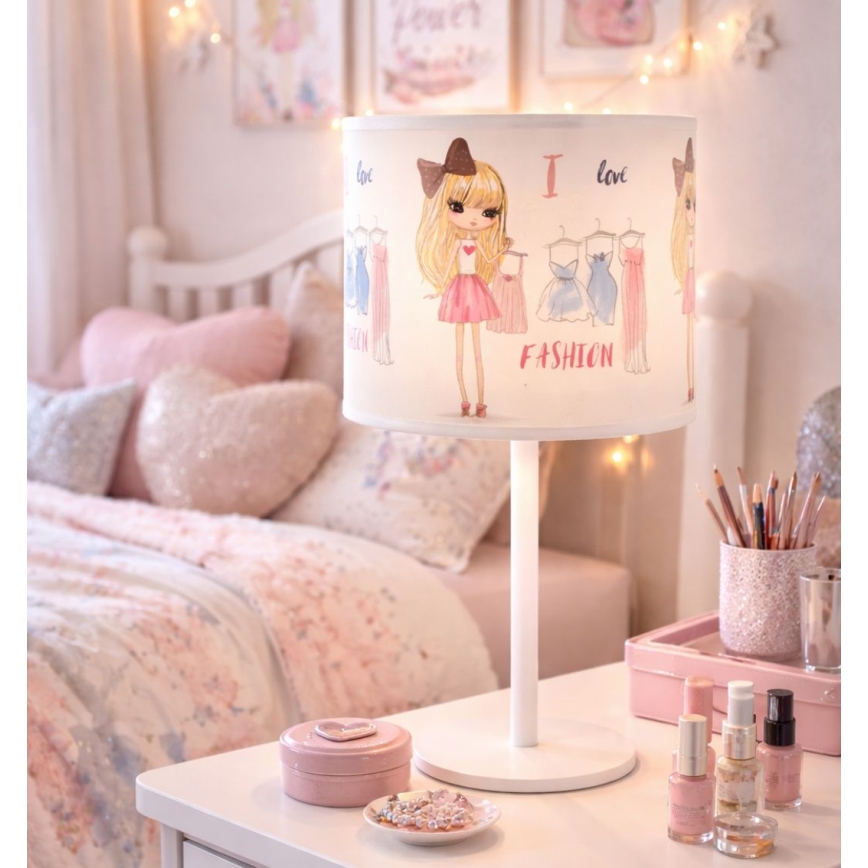 Barns bordslampa GIRLS VIBES 1xE27/60W/230V Ø 18 cm Jag älskar mode