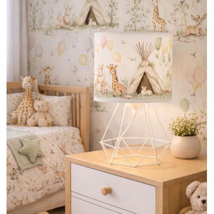 Barns bordslampa KIDS ROOM 1xE27/60W/230V Ø 18 cm med djurmotiv