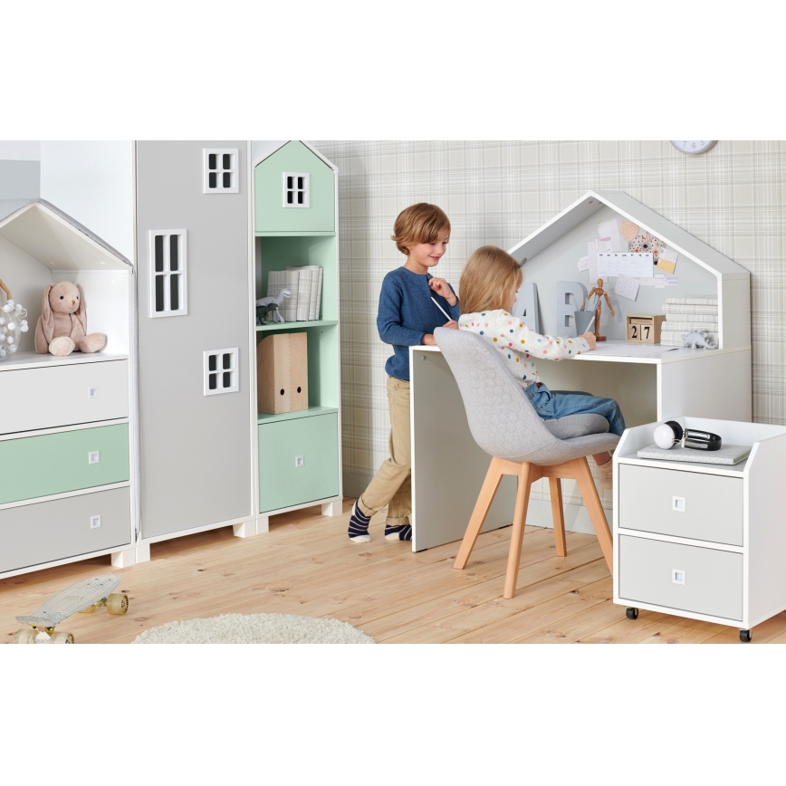 Barnskrivbord MIRUM 126x100 cm vit/grå