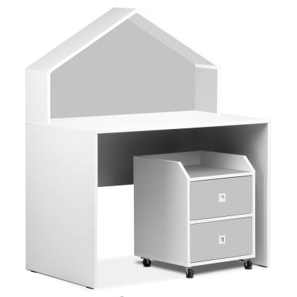 Barnskrivbord MIRUM 126x100 cm vit/grå