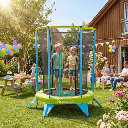 Barntrampolin Ø 140 cm, blå/grön