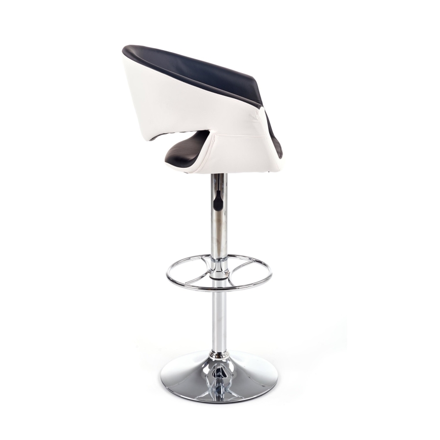 Barstol 115x60 cm vit/svart/skinande krom