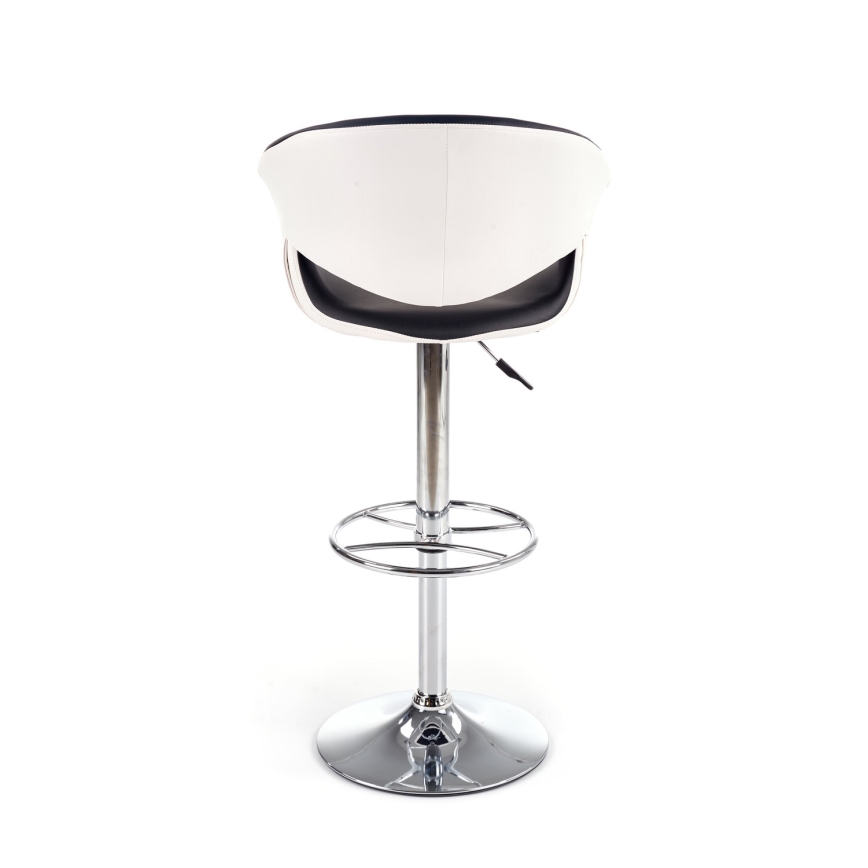 Barstol 115x60 cm vit/svart/skinande krom