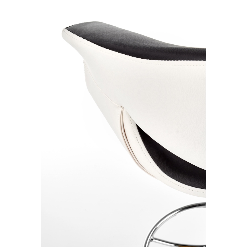 Barstol 115x60 cm vit/svart/skinande krom