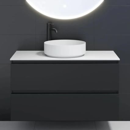 BATH DELUXE 06-040-16-01-00 - Tvättställ för bänkskiva LJORDAL Ø 40 cm rostfritt stål/matt vit