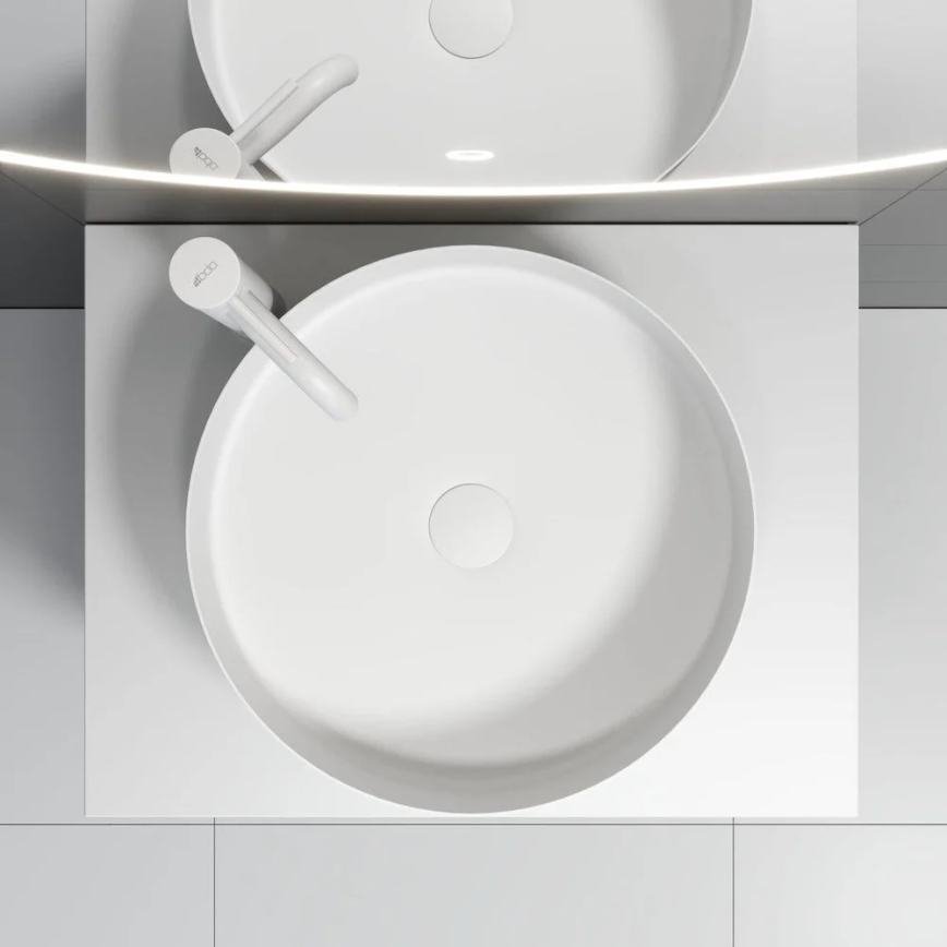 BATH DELUXE 06-040-16-01-00 - Tvättställ för bänkskiva LJORDAL Ø 40 cm rostfritt stål/matt vit